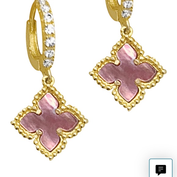 Pink Mother of Pearl earrings - Picture 1 of 2